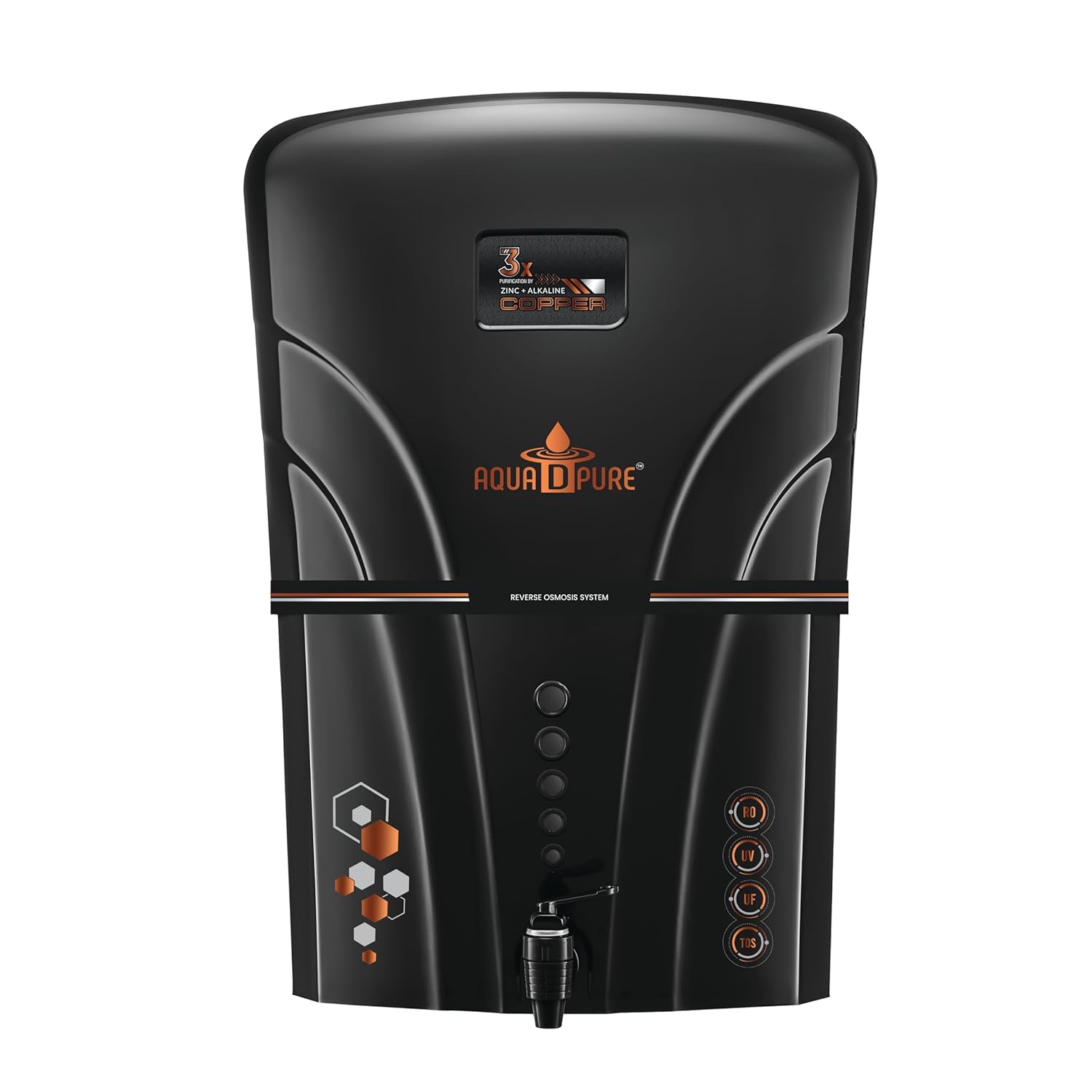 AQUA D PURE Pure Plus RO Water Purifier with 4 in 1 Zinc Technology, 12 Liter, UV, UF, TDS Adjuster, Suitable for all type of Water Supply