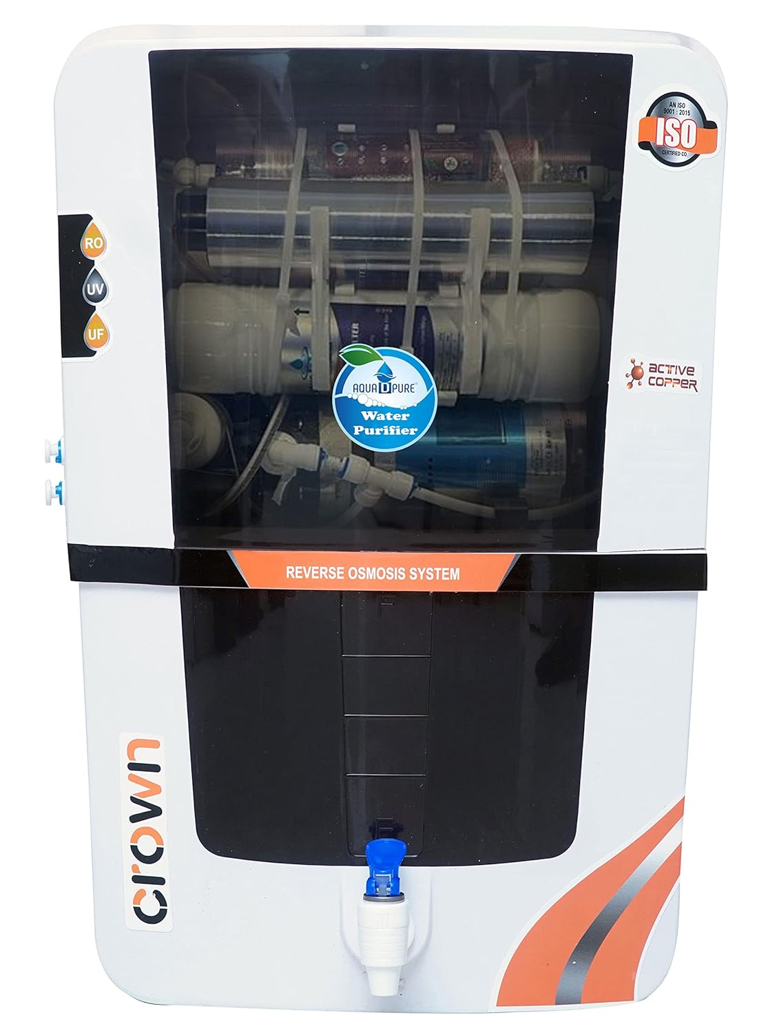 AQUA D PURE Copper + Mineral RO+UV+UF 10 to 12 Liter RO + UV + TDS Adjuster Water Purifier with Copper Charge Technology Black