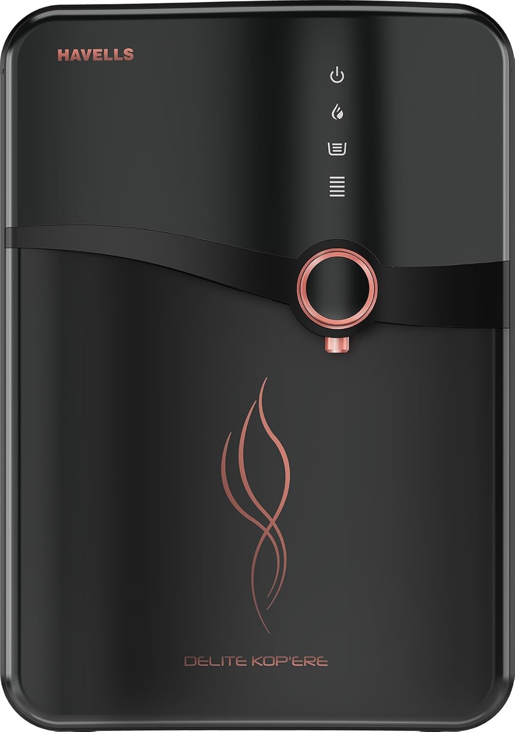 Havells Delite Kop'ere Water Purifier (Black), RO+UV+pH Balance, 7 Stages, 6.5L Stainless Steel